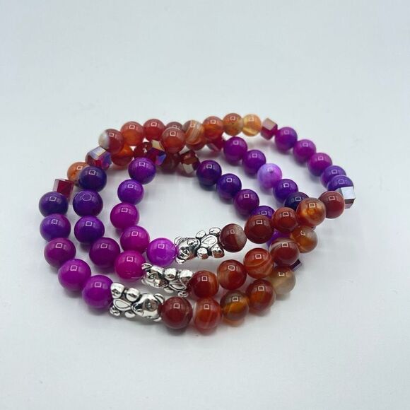Crystal beaded stretch bracelet ONE NEW sugalite carnelian reiki meditation yoga - Picture 4 of 9